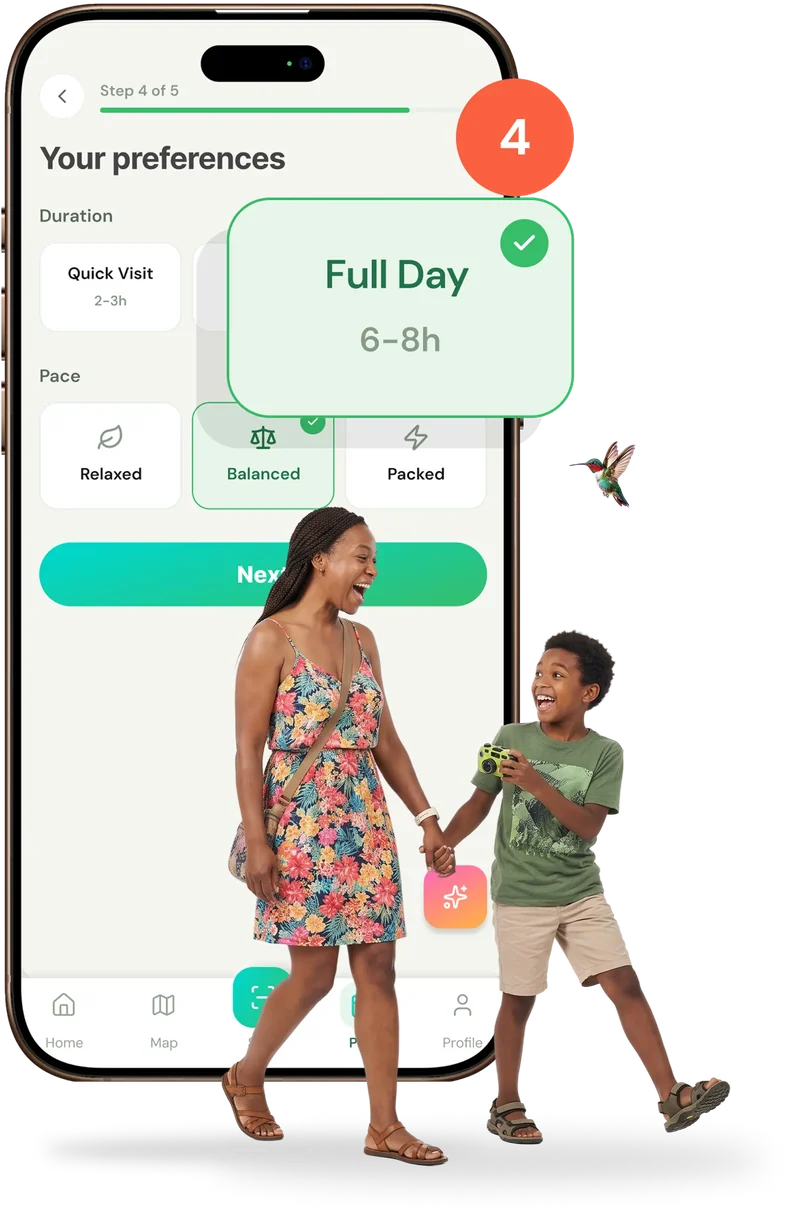 Step 4 of 5: setting preferences for visit duration and pace